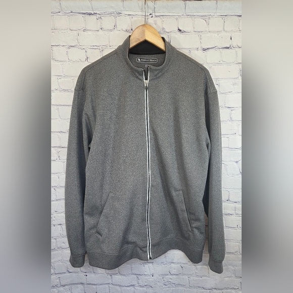 Pebble Beach Men's Charcoal Zip-Up Sweater - Picture 2 of 5